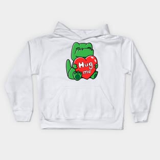 Hug Me  Tight  Green Dinosaur Kids Hoodie